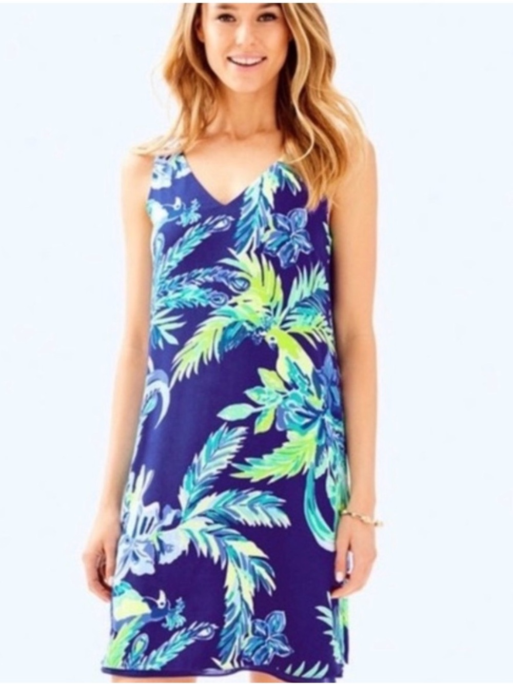 Lilly Pulitzer NWT  reversible  Tropical V-Neck Midi Dress with Lime & Aqua